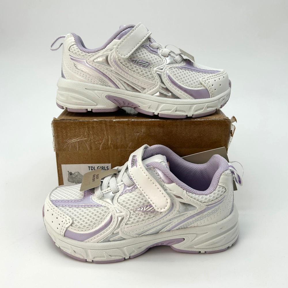 Toddler Girls Sneakers Avia 5000 Size 9 White Purple Metallic Y2K Style NEW